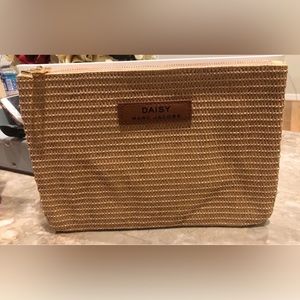 Marc Jacobs Beauty Line Clutch/PouchStraw Bag Tan With Peach Interior Zipper Bag